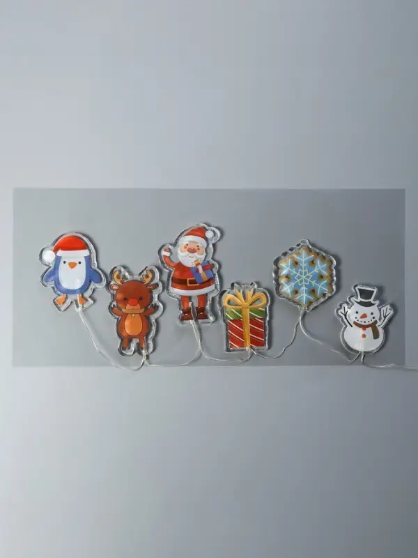 Светодиодная наклейка на окна  Светодиодная наклейка на окна "Новогодние друзья" 0.5 м, 6 LED, CR2032x2, Т/БЕЛЫЙ