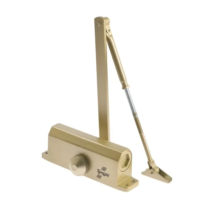 Доводчик дверной ТУНДРА d=80GP, до 80 кг, цвет золото