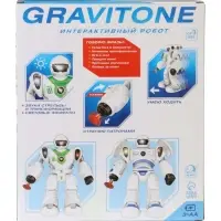 Робот GRAVITONE, свет, звук, стреляет, на батарейках, русская озвучка, цвет синий