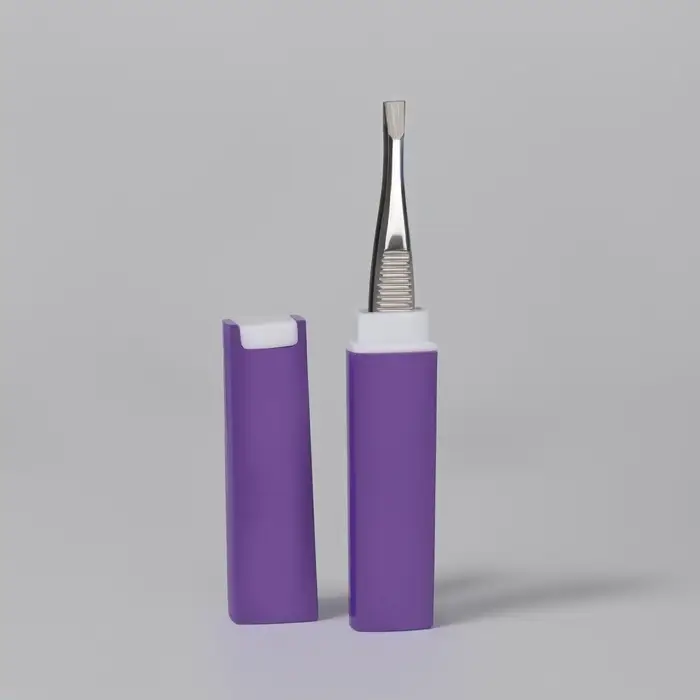 Пинцет прямой, узкий, 9 см, в футляре, МИКС