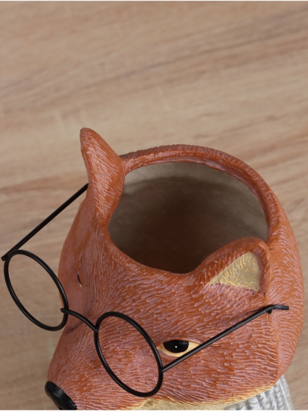 Ваза керамика настольная Ваза керамика настольная "Лиса в очках" 14х14х22 см