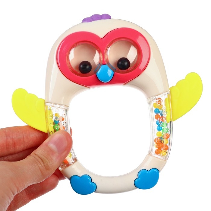 Погремушка «Совенок», с эластичными элементами, цвет МИКС Погремушка «Совенок», с эластичными элементами, цвет МИКС