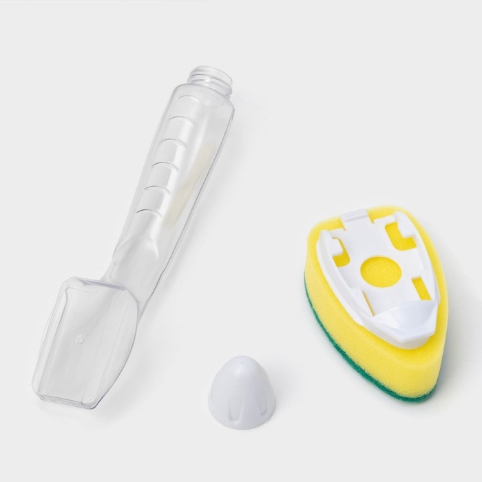 Губка для посуды Доляна, с ручкой дозатором, поролон, абразивное покрытие, 24×5,5×8 см Губка для посуды Доляна, с ручкой дозатором, поролон, абразивное покрытие, 24×5,5×8 см