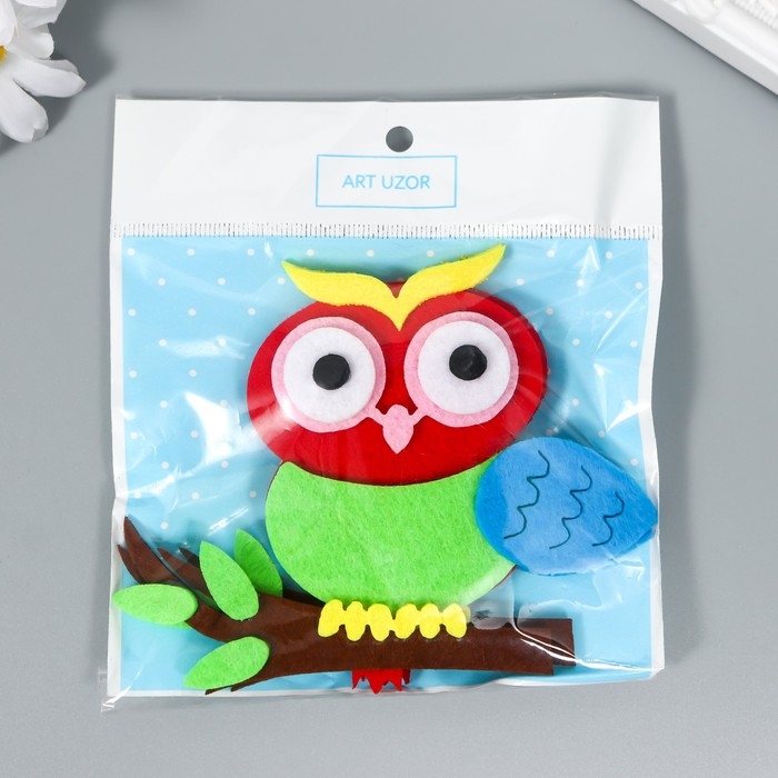 Декор для творчества войлок Декор для творчества войлок "Совушка на ветке" набор 2 шт 11х9 см