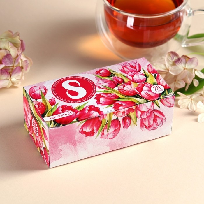 Чай чёрный «Поздравляю с 8 марта», 40 г (20 пакетиков х 2 г). Чай чёрный «Поздравляю с 8 марта», 40 г (20 пакетиков х 2 г).