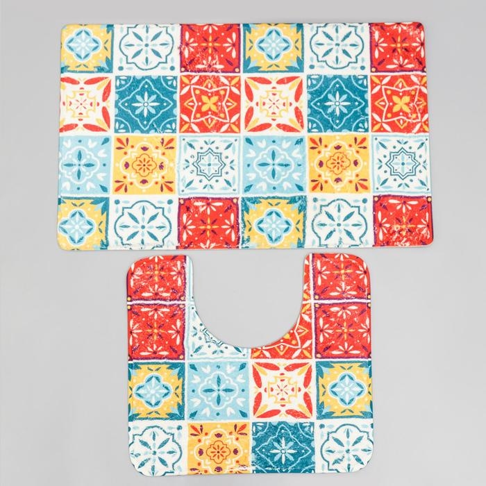 Набор ковриков для ванной и туалета SAVANNA «Мозаика», 2 шт, 50×80 см, 40×50 см Набор ковриков для ванной и туалета SAVANNA «Мозаика», 2 шт, 50×80 см, 40×50 см