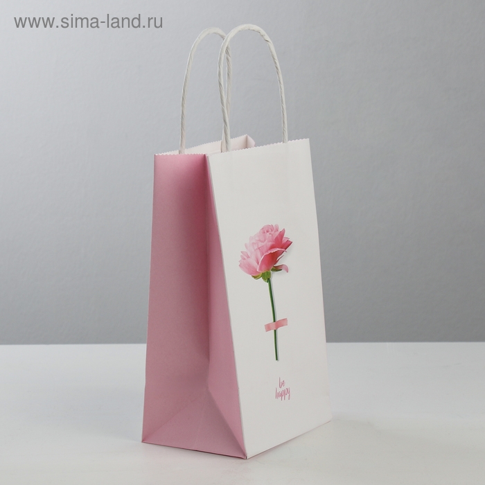 Пакет подарочный крафт, упаковка, «Be happy», 12 х 21 х 9 см Пакет подарочный крафт, упаковка, «Be happy», 12 х 21 х 9 см