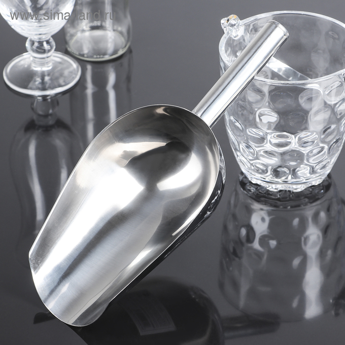 Совок из нержавеющей стали для льда и сыпучих продуктов, 30,5×13,5×6 см, цвет хромированный Совок из нержавеющей стали для льда и сыпучих продуктов, 30,5×13,5×6 см, цвет хромированный