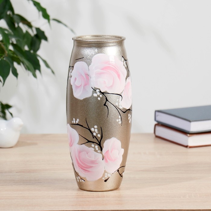 Ваза Ваза "Капучино" роспись на крашеном стекле, d-7; 10х23 см