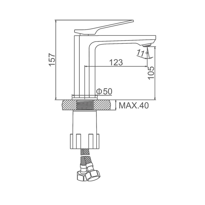 Смеситель для раковины Accoona A90122, однорычажный, латунь, с гайкой, хром Смеситель для раковины Accoona A90122, однорычажный, латунь, с гайкой, хром