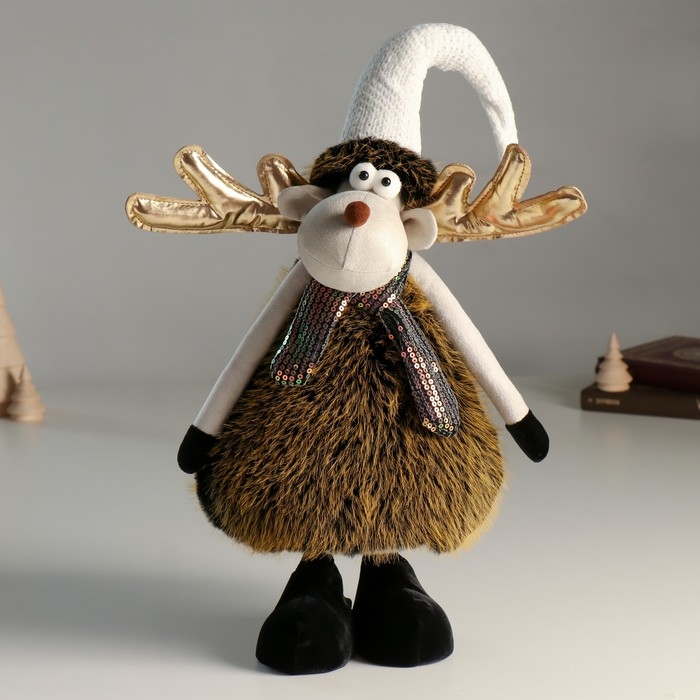 Кукла интерьерная Кукла интерьерная "Лосик в белом колпаке и шарфике с пайетками" 43 см