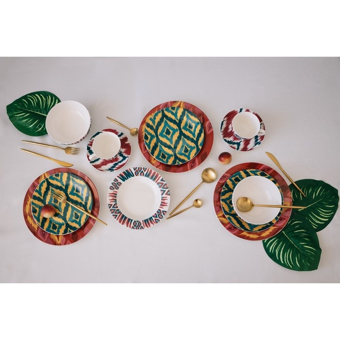 Тарелка фарфоровая обеденная Доляна Askım, d=25 см, цвет красный Тарелка фарфоровая обеденная Доляна Askım, d=25 см, цвет красный