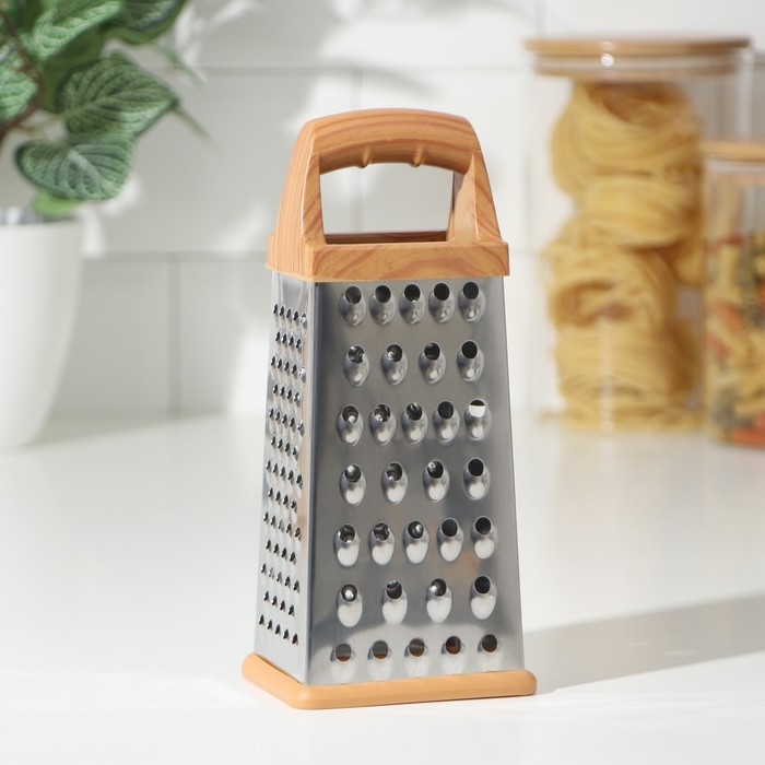 Тёрка четырёхгранная Доляна «Деревенька», 22×9 см, цвет коричневый Тёрка четырёхгранная Доляна «Деревенька», 22×9 см, цвет коричневый