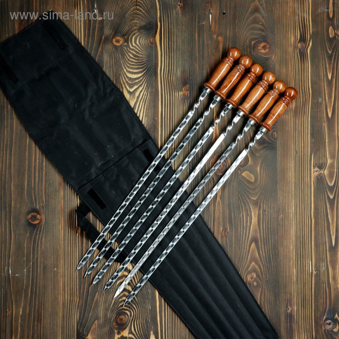 Набор шампуров  Набор шампуров "Ташкент" в чехле, 6 шт, рабочая часть - 50см, черный