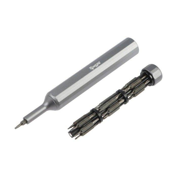 Отвертка с битами для точных работ ТУНДРА, двухсторонние биты 19 шт. 38 в 1 Отвертка с битами для точных работ ТУНДРА, двухсторонние биты 19 шт. 38 в 1