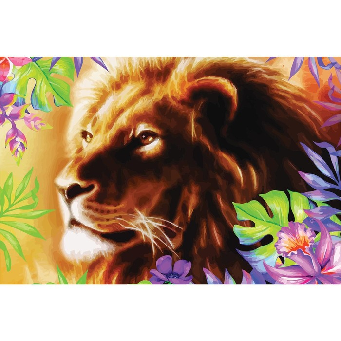 Алмазная мозаика с полным заполнением на холсте «Лев», 20 х 30 см Алмазная мозаика с полным заполнением на холсте «Лев», 20 х 30 см