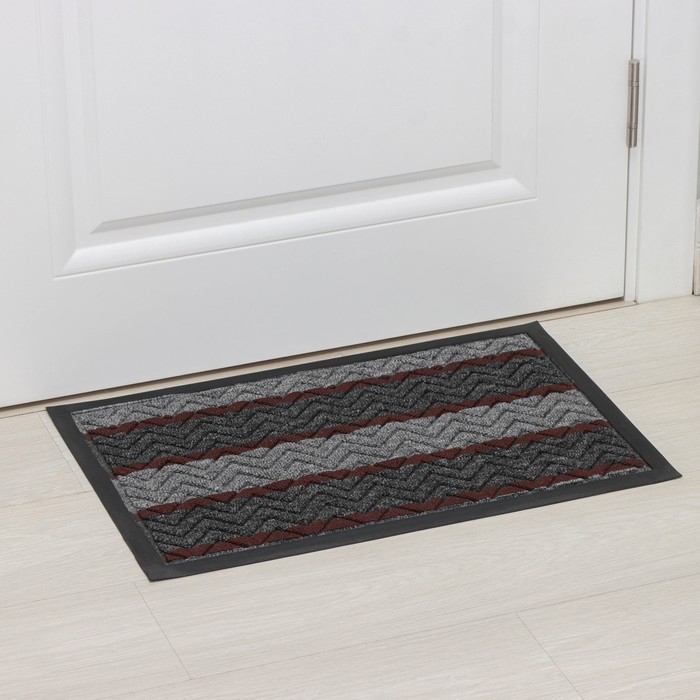 Коврик придверный влаговпитывающий Доляна, с окантовкой, 40&times;59 см, цвет серый