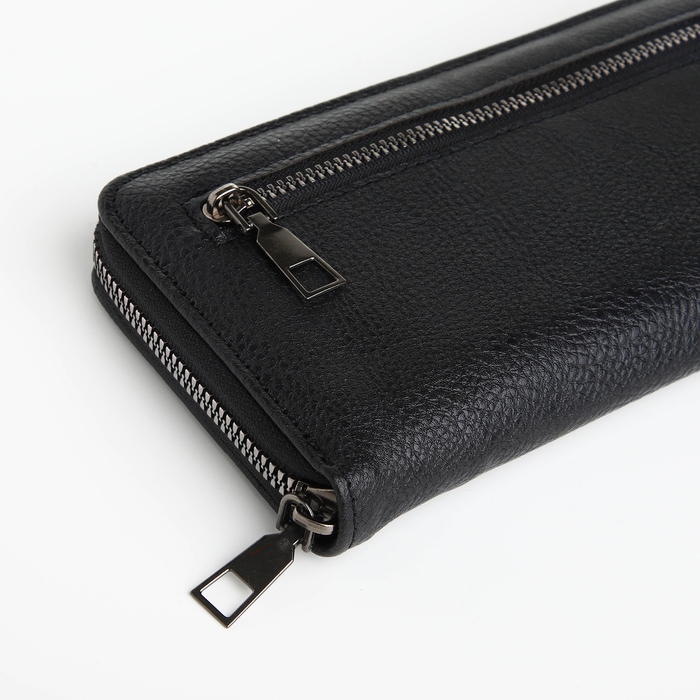 Портмоне мужское на молнии, отдел для карт, монет, цвет чёрный Портмоне мужское на молнии, отдел для карт, монет, цвет чёрный