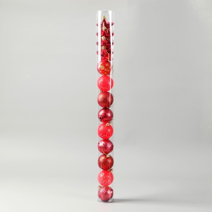 Набор украшений пластик 13 шт "Мелодия" звезда, 6 см, красный