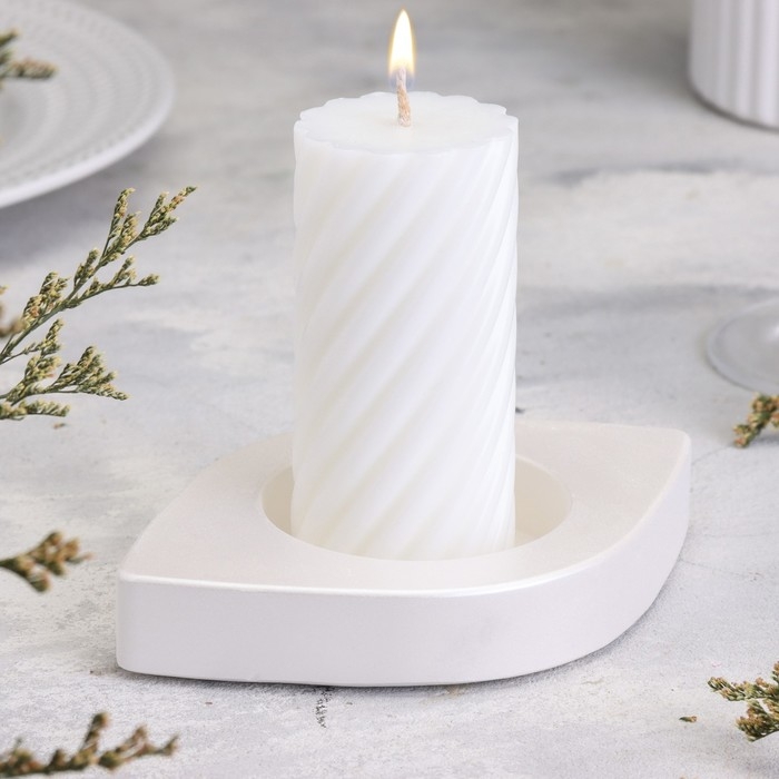 Подсвечник Подсвечник "Глаз. Мрамор" из гипса, 14,5х9,5х2см,белый перламутр