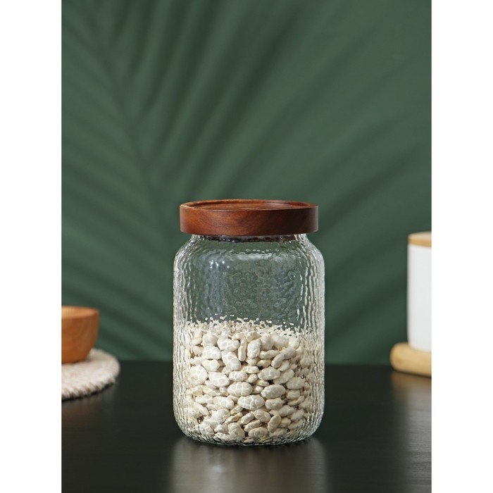Банка стеклянная для сыпучих продуктов с деревянной крышкой «Винни», 750 мл, 9×15 см Банка стеклянная для сыпучих продуктов с деревянной крышкой «Винни», 750 мл, 9×15 см