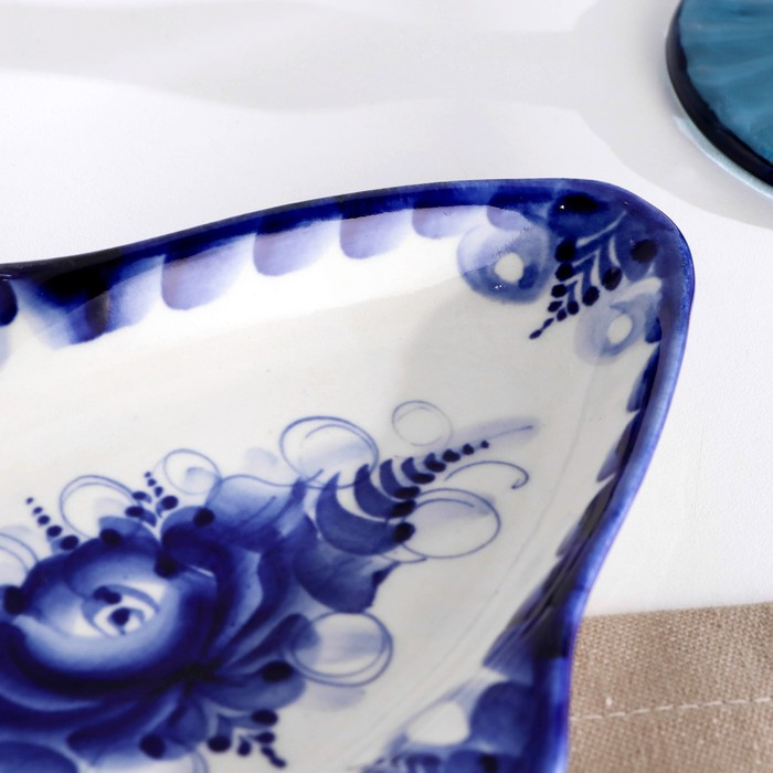 Селедочница  Селедочница "Рыбка", гжель, фарфор, 24х14 см