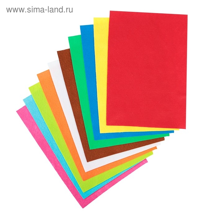 Фетр цветной мягкий A4 deVENTE. Фетр цветной мягкий A4 deVENTE. "Яркие цвета" 10 цветов, 10 листов, толщина 2 мм