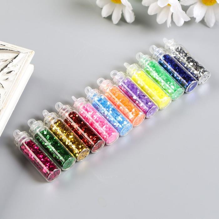 Набор глиттера для творчества в бутылочке Набор глиттера для творчества в бутылочке "Блеск"(набор 12 шт), вес 1 шт - 2,79 гр