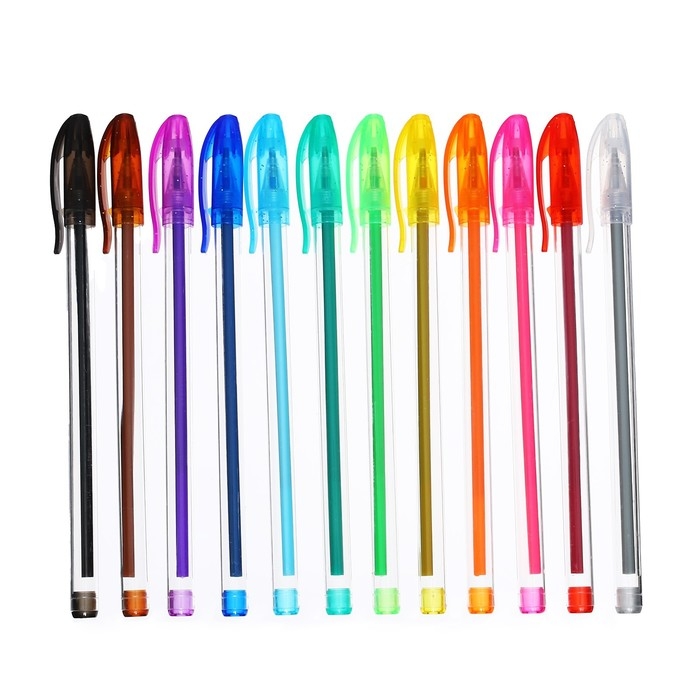 Набор гелевых ручек, 12 цветов, металлик
