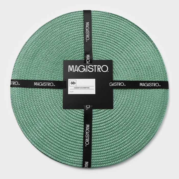 Набор салфеток сервировочных на стол Доляна «Лофт», 4 шт, d=38 см, цвет зелёный