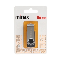 Флешка Mirex SWIVEL BLACK, 16 Гб, USB2.0, чт до 25 Мб/с, зап до 15 Мб/с, черная