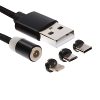 Кабель 3 в 1 MX-CB37, micro USB/Lightning/Type-C, 2.4 А, 1.0м, магнитный, черный