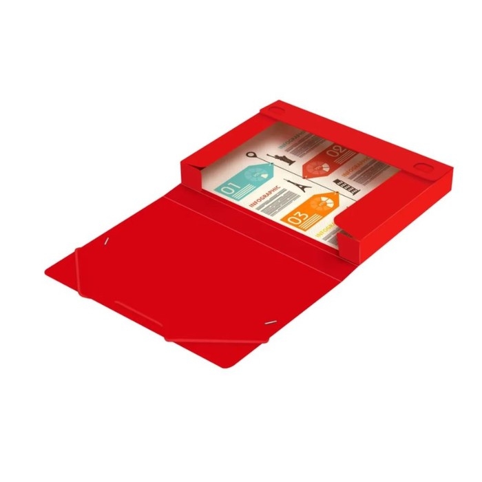 Папка-короб на резинке А4, 500мкм, Calligrata, корешок 25 мм, до 230 листов, тиснение  Папка-короб на резинке А4, 500мкм, Calligrata, корешок 25 мм, до 230 листов, тиснение "песок", красная