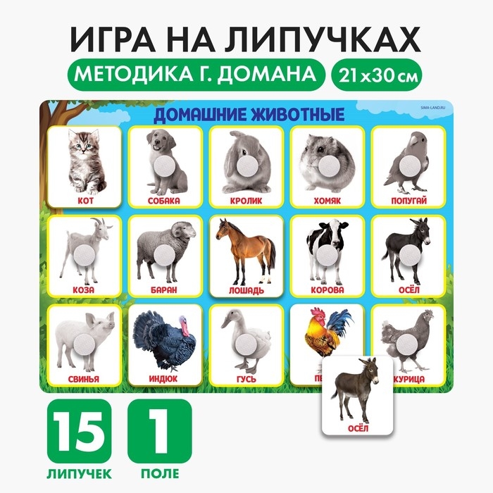 Развивающая игра на липучках «Животные фермы», по методике Г. Домана Развивающая игра на липучках «Животные фермы», по методике Г. Домана