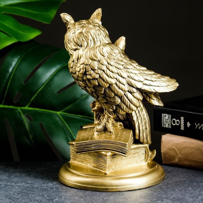 Фигура Фигура "Филин на книгах большой" золото, 21х14х13см