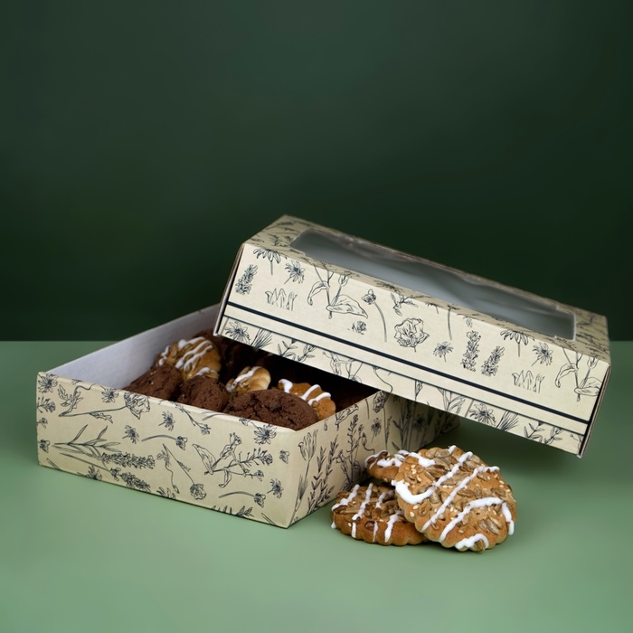 Коробка самосборная, крышка-дно, с окном, «Цветочный полет» 18 х 15 х 5 см Коробка самосборная, крышка-дно, с окном, «Цветочный полет» 18 х 15 х 5 см