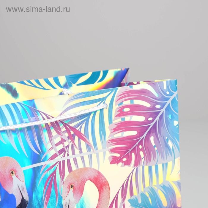 Пакет подарочный голографический, упаковка, «Фламинго», 32 х 26 х 12 см Пакет подарочный голографический, упаковка, «Фламинго», 32 х 26 х 12 см