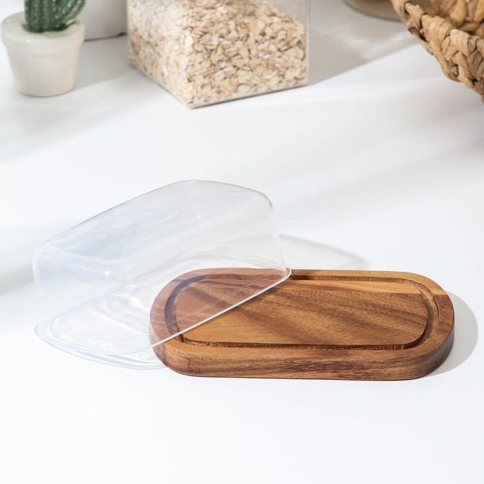 Маслёнка с крышкой, 17×11×9 см, акация Маслёнка с крышкой, 17×11×9 см, акация