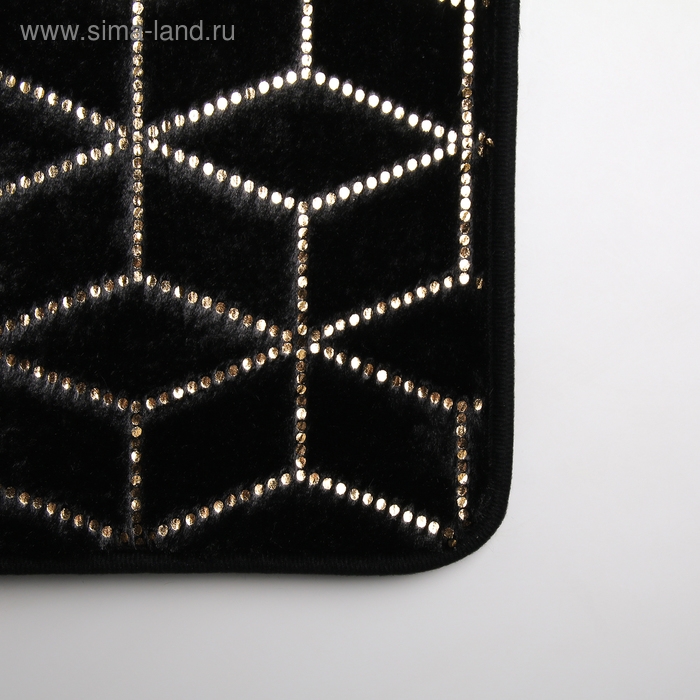 Набор ковриков для ванны и туалета Доляна «Геометрик», 3 шт: 35×40, 40×50, 50×80 см, цвет чёрный Набор ковриков для ванны и туалета Доляна «Геометрик», 3 шт: 35×40, 40×50, 50×80 см, цвет чёрный