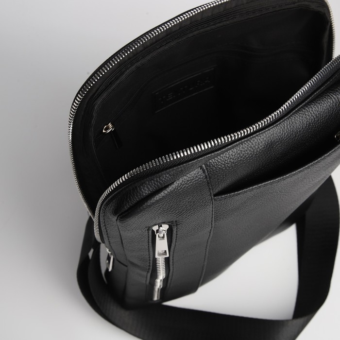 Сумка мужская через плечо TEXTURA, искусственная кожа, цвет чёрный Сумка мужская через плечо TEXTURA, искусственная кожа, цвет чёрный