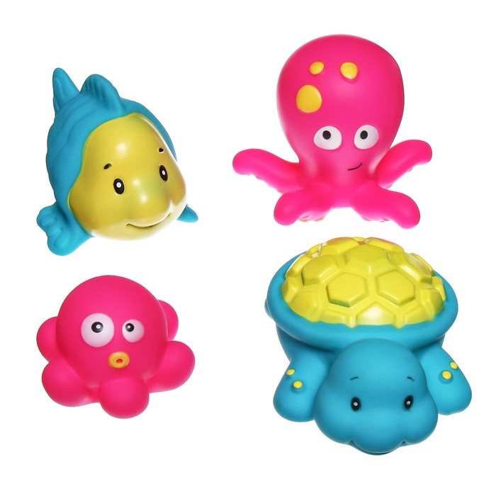 Набор резиновых игрушек для ванны «Морские друзья», 4 шт, виды МИКС, Крошка Я Набор резиновых игрушек для ванны «Морские друзья», 4 шт, виды МИКС, Крошка Я