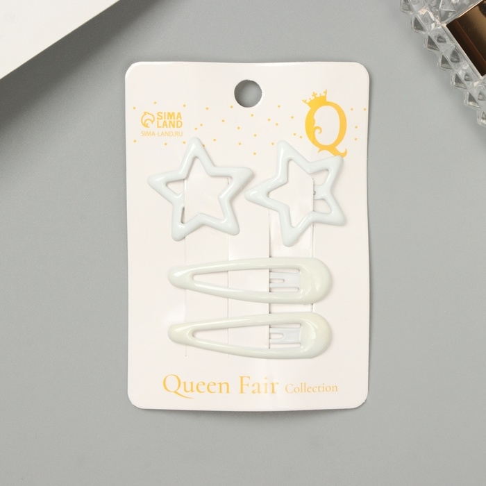 Невидимка для волос  Невидимка для волос "Энико" (набор 4 шт) звезда, 5 и 3 см, белый