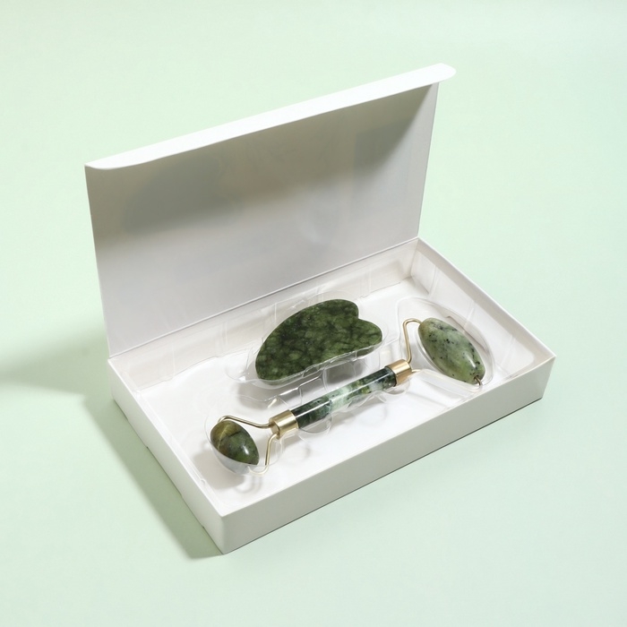 Массажный набор «Гуаша», 18,5 × 10,5 × 2,5 см, цвет изумрудный Массажный набор «Гуаша», 18,5 × 10,5 × 2,5 см, цвет изумрудный