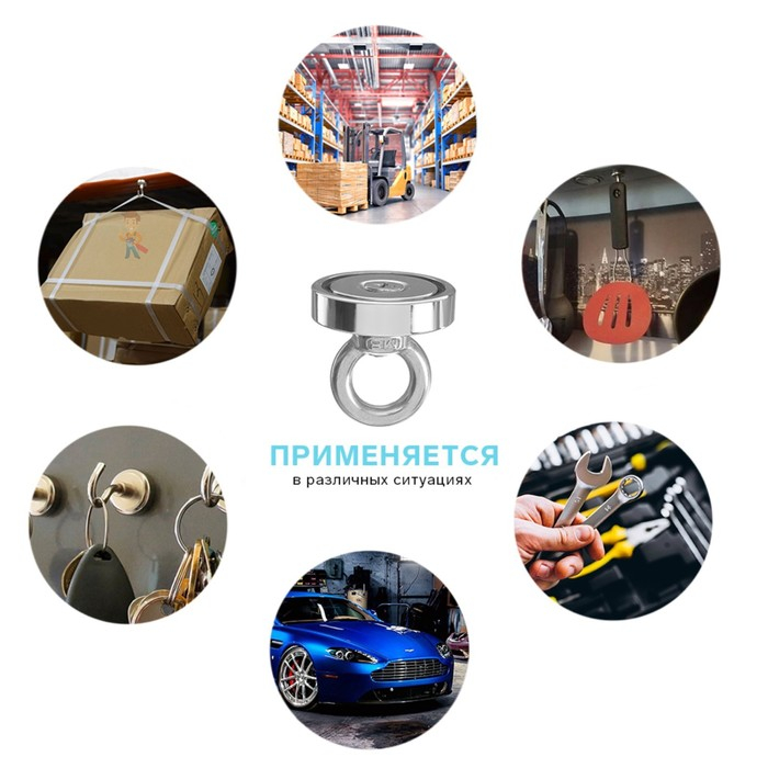 Магнит неодимовый Cartage с петлёй для авто, d 42 мм, сцепление 32 кг Магнит неодимовый Cartage с петлёй для авто, d 42 мм, сцепление 32 кг