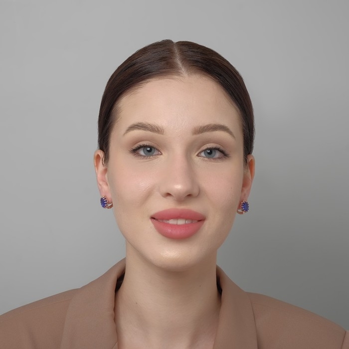 Серьги со стразами «Эдель» овал кружево, цвет синий в розовом золоте Серьги со стразами «Эдель» овал кружево, цвет синий в розовом золоте