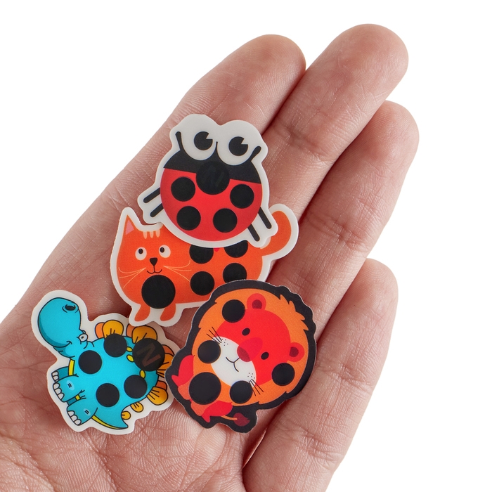 Детский термометр - наклейка налобный  Детский термометр - наклейка налобный "Милые зверушки", до 40°, набор 4 шт