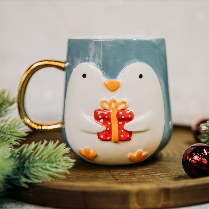 Новый год! Кружка новогодняя керамическая «Пингвин», 600 мл, цвет голубой Новый год! Кружка новогодняя керамическая «Пингвин», 600 мл, цвет голубой