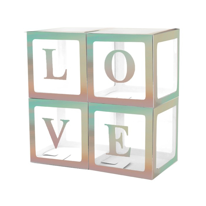 Набор коробок для воздушных шаров Love, перламутр, 30х30х30 см, 4 шт. Набор коробок для воздушных шаров Love, перламутр, 30х30х30 см, 4 шт.