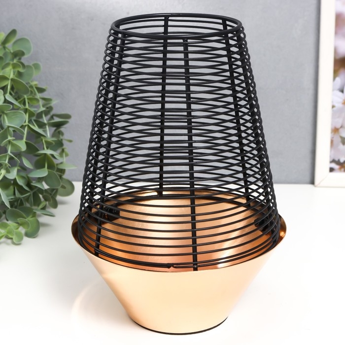 Подсвечник металл на 1 свечу Подсвечник металл на 1 свечу "Лофт. Прутья" чёрный с золотом 23х16х16 см