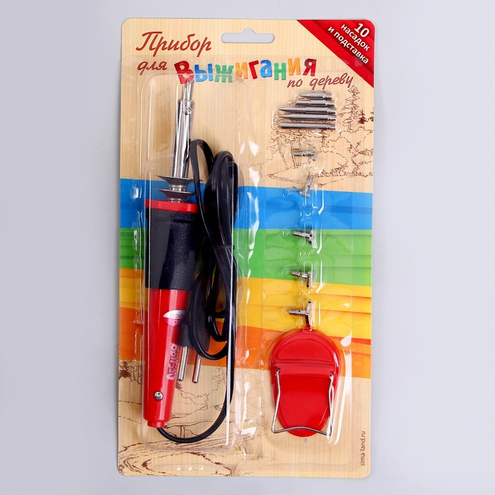 Выжигательный аппарат по дереву, набор: 10 насадок, подставка Выжигательный аппарат по дереву, набор: 10 насадок, подставка